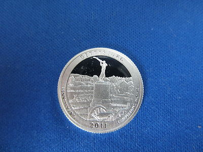 2011-S Gettysburg Silver Quarter Deep Cameo Mirror Proof Upper Grading Range