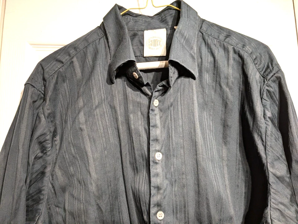 Camisa Tommy Bahama Indigo Palma Manga Larga Rayas Hombres Talla XL A Presión Puño Abatible Gótico Foto 2 de 4