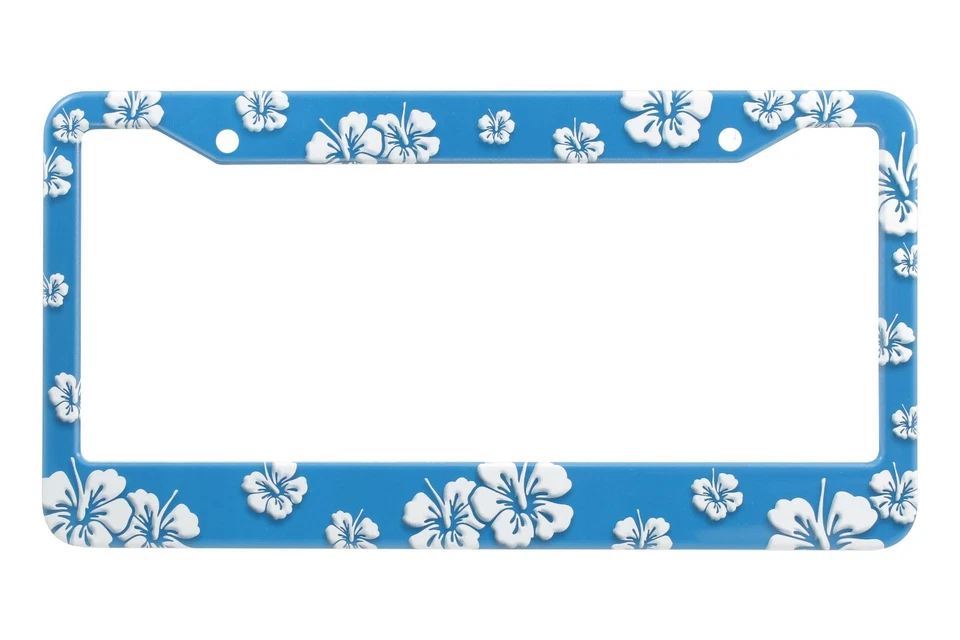 Marco de matrícula de aluminio con estampado de flores/hibisco hawaiano - 3 opciones de color Foto 4 de 4
