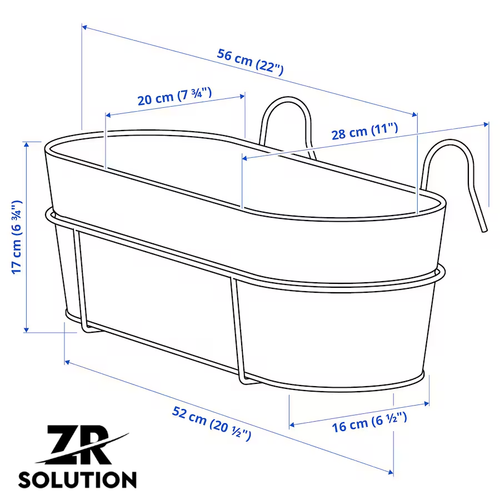 Ikea VITLÖK Fioriera con supporto, interno/esterno/turchese, 56x20 cm Nuova - Foto 5 di 5