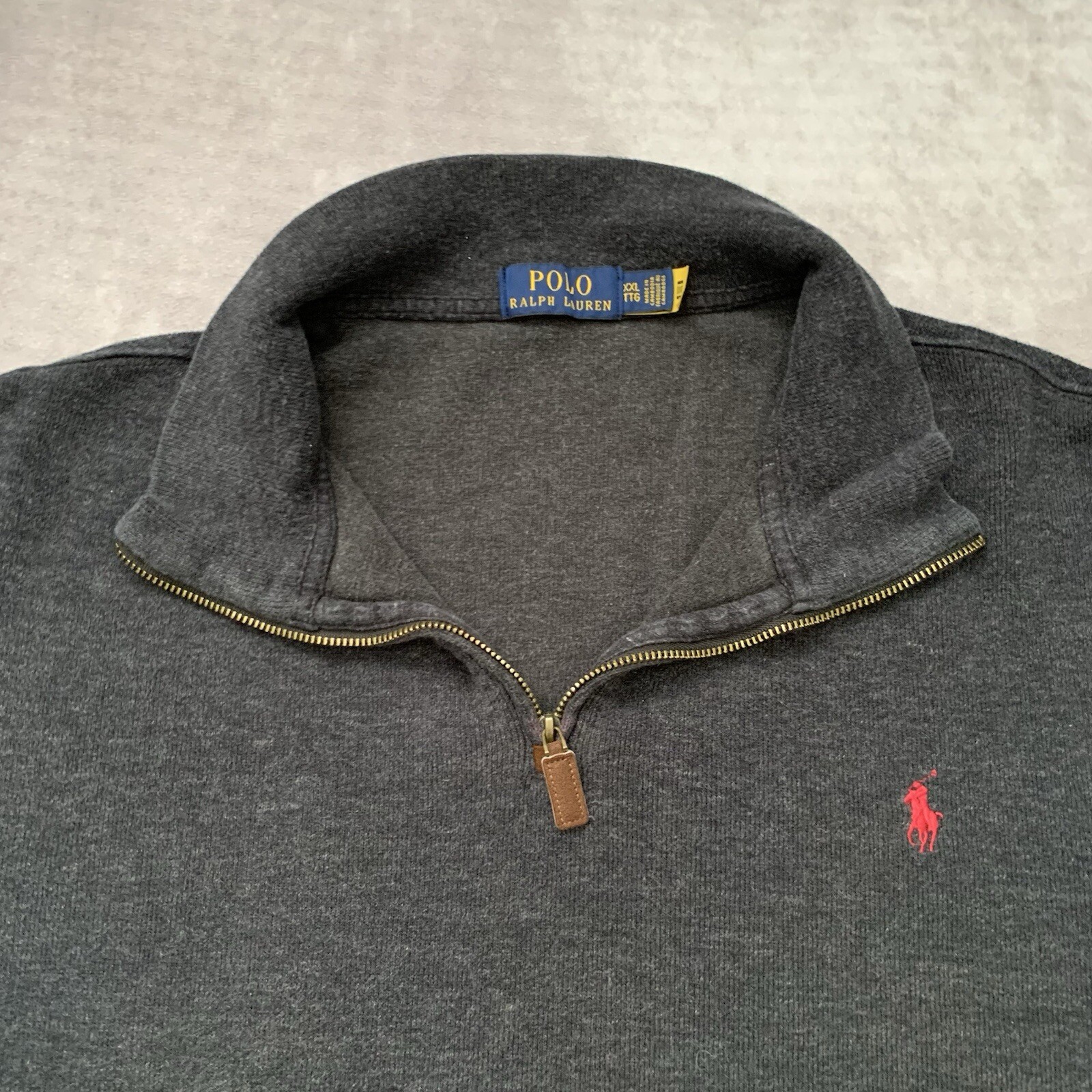 Polo uomo Ralph Lauren 1 4 zip felpa taglia 2XL pullover pony logo grigio