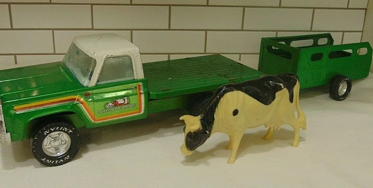 Vintage Nylint Farms Chevy Stake Truck w Trailer eBay