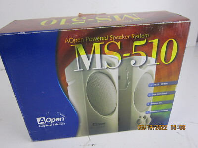 Vintage AOpen MS-510 Powered Speaker System. 120 Watt, Single Volume Control.