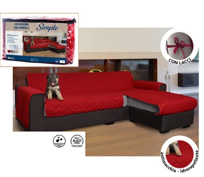 LOVELY HOME Copridivano con penisola antimacchia dx e sx angolare e trapuntato salvadivano