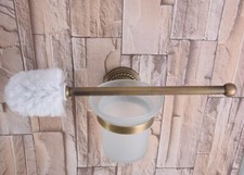 Antique Brass Wall Mounted Bathroom Accessory Toilet Brushes Holders Set fba267
