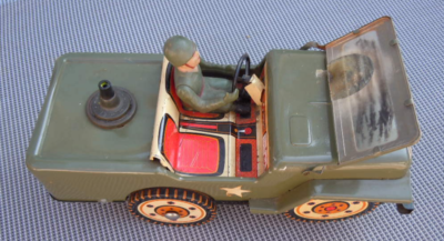 Jeep Militaire Jouet En Tôle Lithographiée – Clim – Fabricado Espana – époque 1944