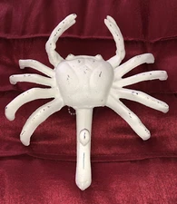 White Crab Cast Iron Wall Hook Distressed Look Nautical Beach Coastal Decor