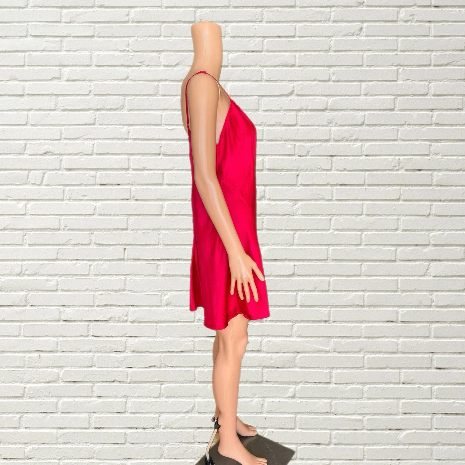 UNDERCOVER Mini abito slip seta Victorias Secret vintage anni 90 rosso seta dettagli rete spacco