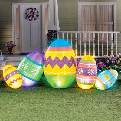 7 Fuß Lebendiges Ostern Bunt Ostereier Außenbeleuchtung Aufblasbar