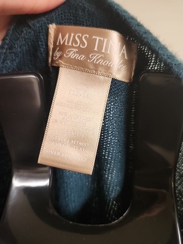 Miss Tina By Tina Knowles Zip Up Teal Sweater Size Large 12/14 - Picture 6 of 8
