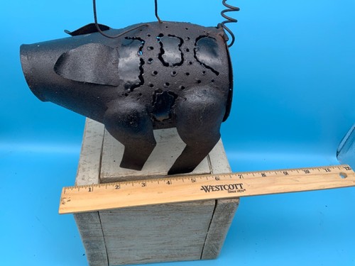 Vintage Set of Rustic Metal "Pigs" - Votive Candle/Incense, Set of 2 - Picture 8 of 13
