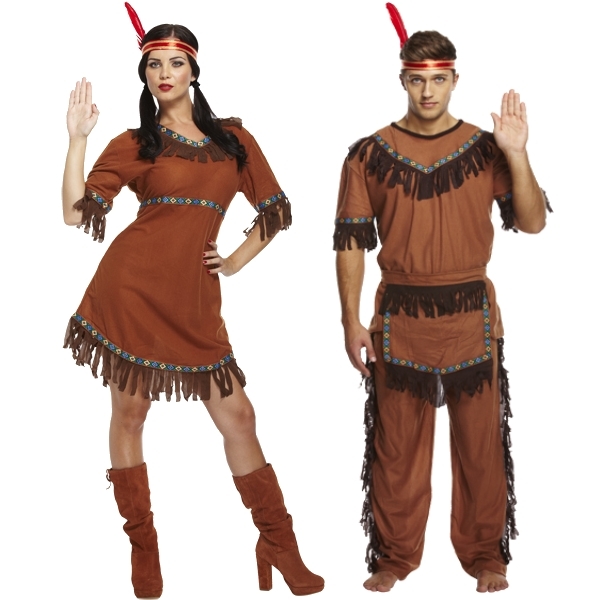 Disfraz de vestido elegante indio rojo nativo americano para hombres y mujeres suyo