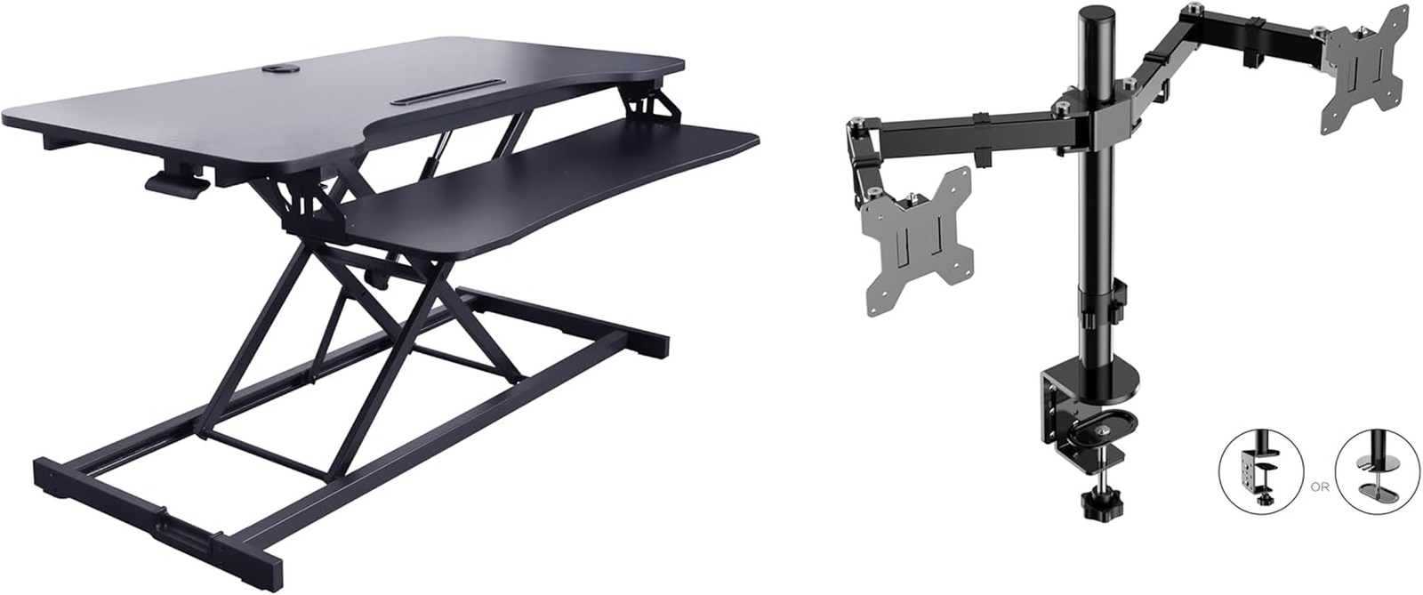 43-Inch Height Adjustable Standing Desk Converter with Dual Monitor Arm for Tall Users-image