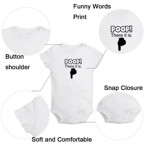 Poop! There It is & CHANGE MY DIAPER Romper Baby Bodysuits Infant Jumpsuits 2PCS - Picture 9 of 32