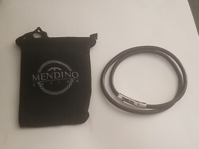 Faux Leather  Bracelet or Cord by Mendino Black Unisex - One Size Fits All