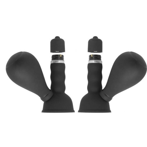 Stimolatore seno nero set 2 pz pompa succhia capezzoli massaggiatore vibrante - Foto 4 di 4