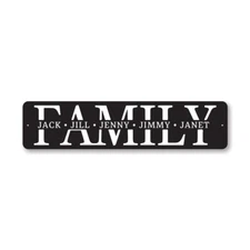 Personalized Family Plaque Vintage Custom Member Names Wall Decor Metal Sign