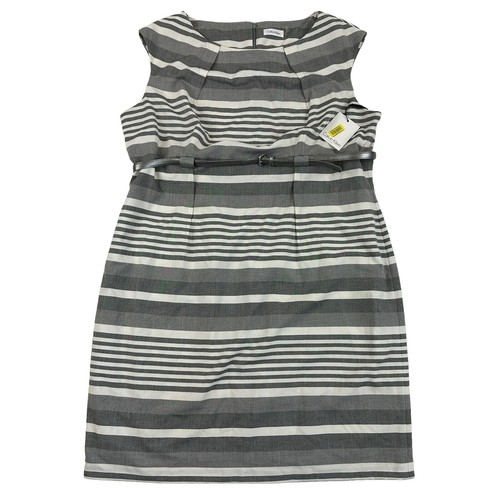 calvin klein grey striped dress NEW Calvin Klein Striped Belted Maxi Dress Women's Plus Size 14W Surplice Career