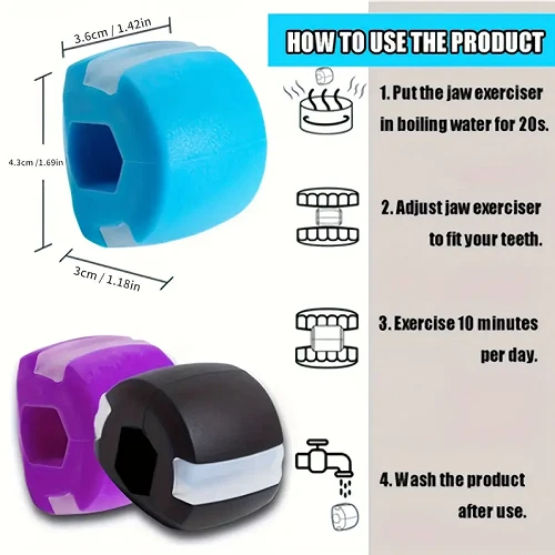 3PCS Jawline Exerciser Mouth Exercise Fitness Ball Neck Face Jaw Trainer Toning