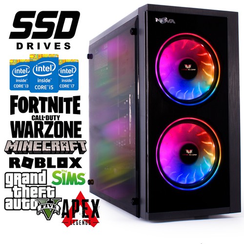 Gaming PC Bundle 22" i7 i5 i3 Desktop Gaming Computer 16GB RAM GTX 1650 Win 10 - Picture 2 of 10