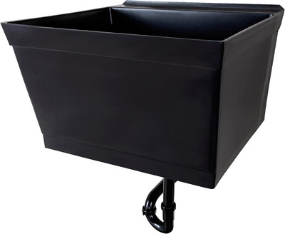 Tehila White Wall-Mounted Utility Sink Tub Kit, Wall-Mounted Utility Tub with Wa