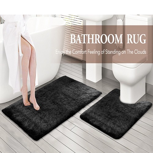 2 Piece Sparkle Style Bath Mat Soft Pedestal Set Non Slip Toilet Bathroom Rugs* - Picture 8 of 49