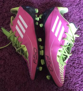 pink and lime green shoes