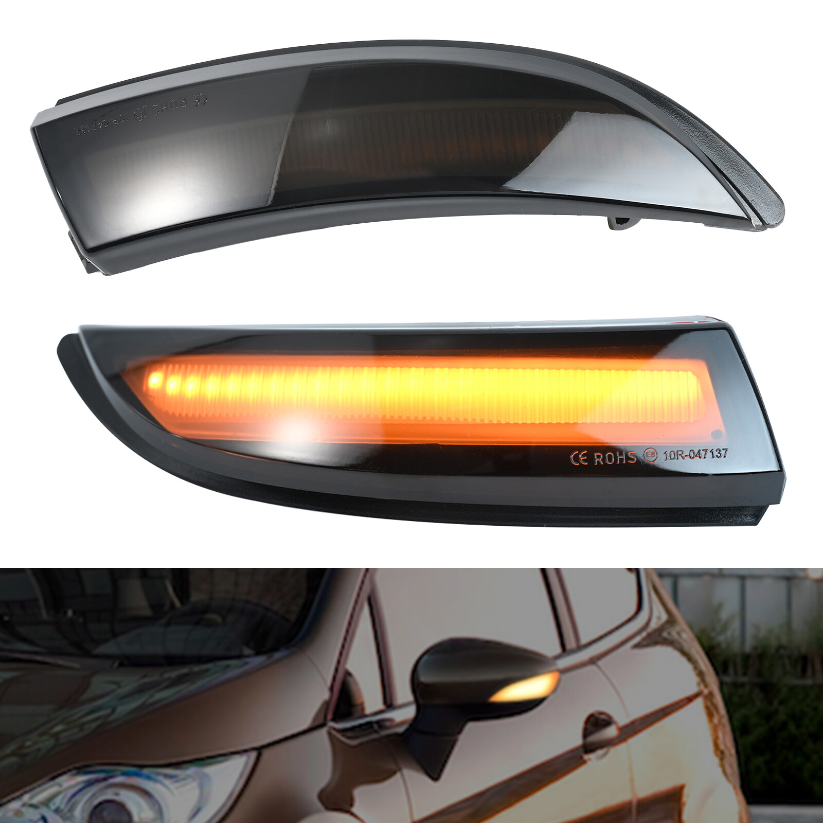 2pc Dynamic LED Side Indicator Smoke Turn Signal Light For Ford Fiesta MK7 BMax.