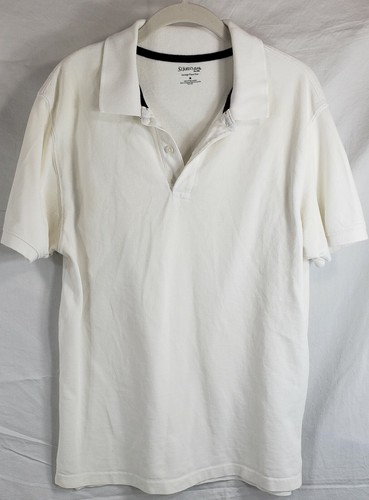St. John's Bay Men's Heritage Pique Polo Shirt Size Medium White Gently Used
