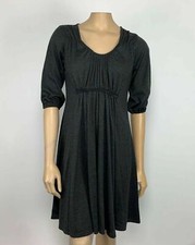 Simply Vera Vera Wang A Line Dress Dark Gray Ruched 3/4 Sleeve Stretch Sz Small