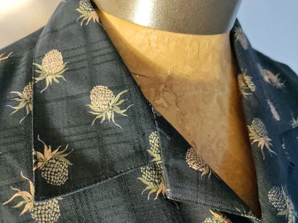 Para hombres Tommy Bahama Seda Negro Sólido Piña🍍 Camisa de Vestir Manga Corta L COMO NUEVO Foto 4 de 4