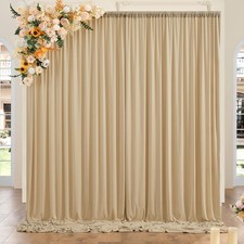 10ft x 8ft Wrinkle Free Beige Backdrop Curtains for Parties, Thick Fabric Pho...