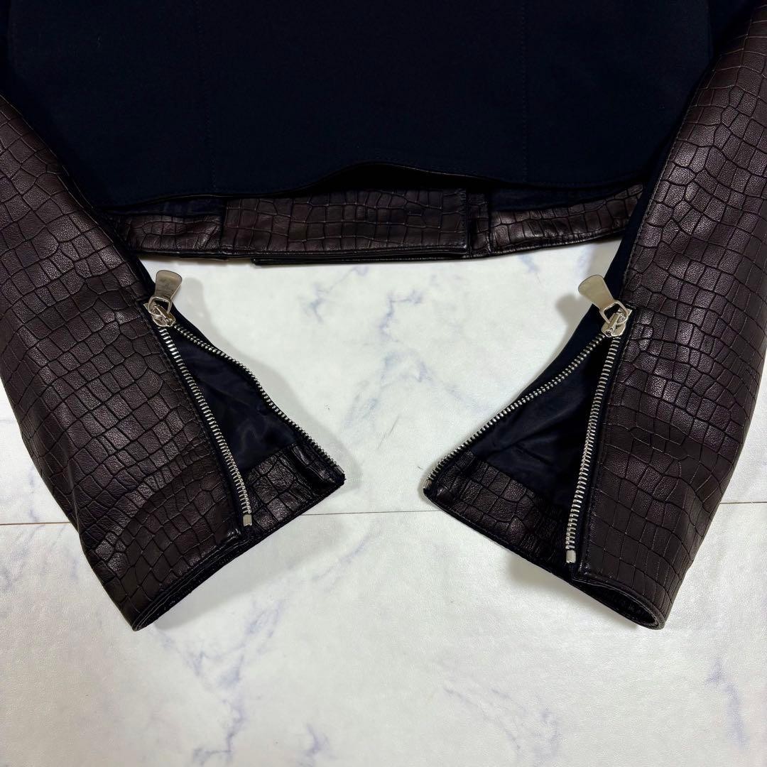 USED UNUSED WITH TAGS: GIANNI VERSACE CROCODILE EMBOSSED LAMB LEATHER JACKET, thumbnail 15