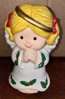 Vintage Enesco Blonde Christmas Angel Winged Coin Bank Figurine  — photo 7