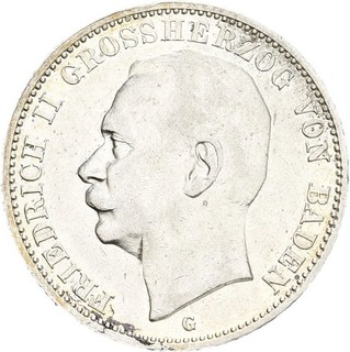 Künker: Baden Friedrich II. 3 Mark 1911 G Silber