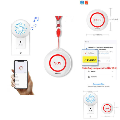 Tuya WiFi Notrufknopf Senioren 2.4GHz Empfänger Plug-in