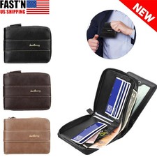 Men's RFID Blocking Leather Wallet Credit Card ID Waterproof Zipper Coin Pocket