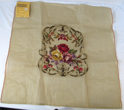 Vintage Prismacolor Wool Needlepoint Floral Roses 27''x27'' Finished Unframed