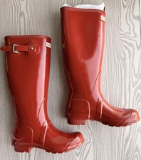 New, Hunter Rain Tall Boots, Women Size 7, Red