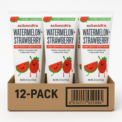 Schmidt's Children's Toothpaste, Watermelon + Strawberry, 4.7 Oz (12 Pack)