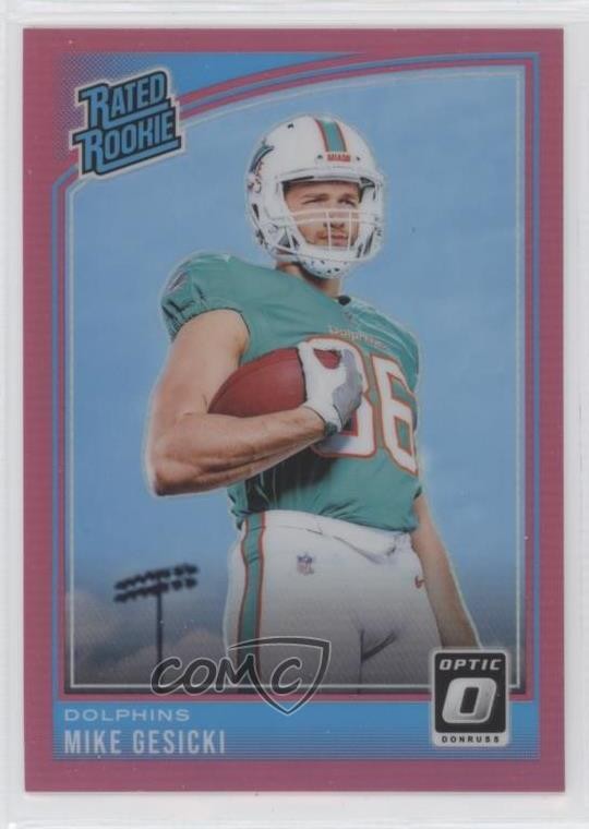 2018 Donruss Optic Rated Rookie Pink Prizm Mike Gesicki #187 0b3
