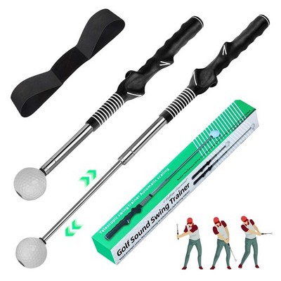 Retractable Golf Swing Trainer with Click Feedback | Improves Tempo, Chipping