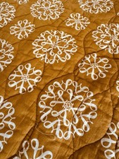 Quilted Cotton Blanket Coverlet All Seasons Gold Mustard Yellow 70" x 80 Mandala
