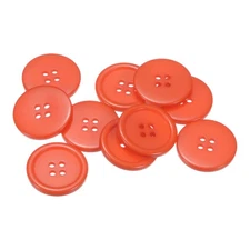 10pcs 40L Sewing Buttons 1" Resin Round Flat 4-Hole Craft Buttons Orange