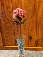 Pink Multi-Colored Crochet Carnation Flower vase not included 