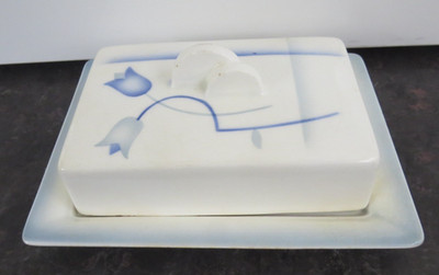 27466/ Art Deco Max Roesler Rösler Butterdose Spritzdekor  Länge ca. 19,7 cm