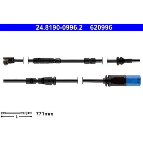 Contact d'avertissement usure des plaquettes de frein ATE 24.8190-0996.2 auto noir