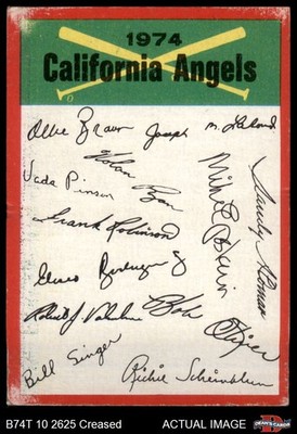 1974 Topps California Angels Red Team Checklist 2 - GOOD