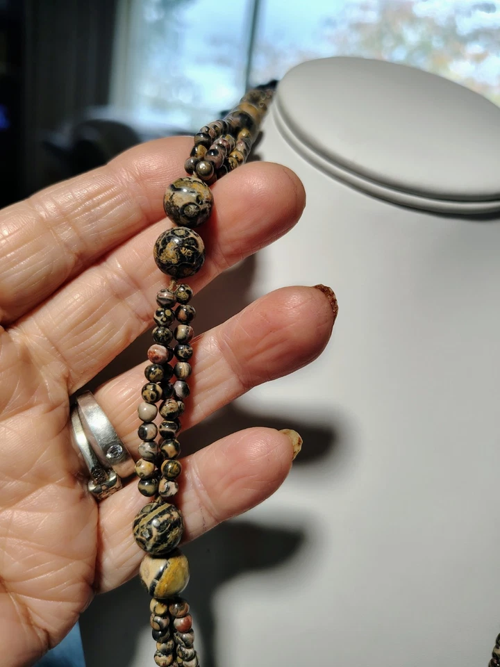 豹皮碧玉串珠项链多股天然宝石波西米亚地球 25 — 第 2/4 张图片