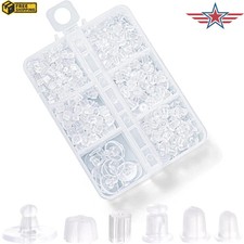 6 Styles Silicone Earring Backs for Studs, 600 Pcs Clear Soft Earring Backings H